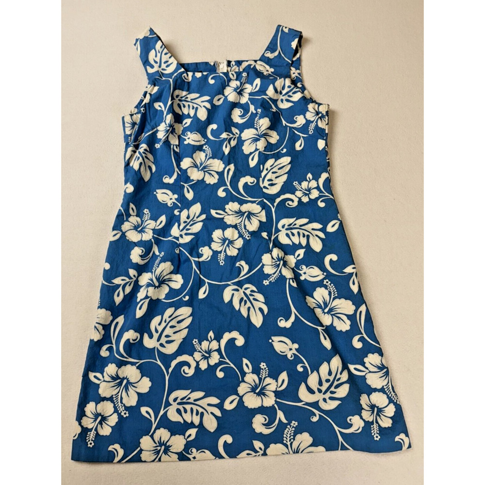 Hawaii Dress Coconut Girl See Measurements Floral Mini Blue and White Y2k